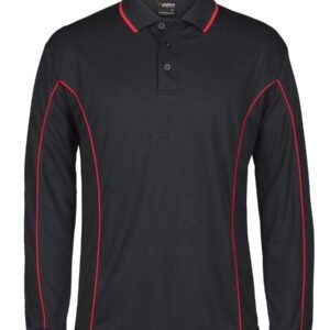 PODIUM L/S PIPING POLO BLACK/RED-2XS