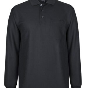 PODIUM L/S WAFFLE POCKET POLO BLACK-S