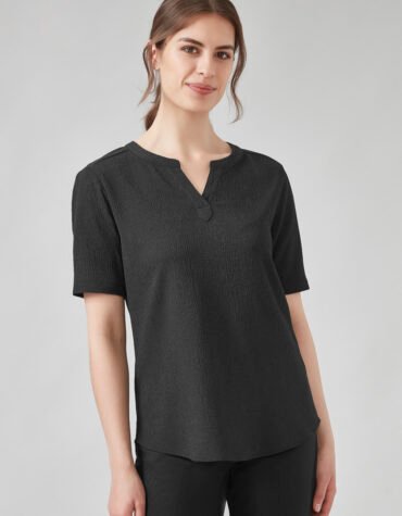 RU568LS - Womens Ruche Short Sleeve Blouse