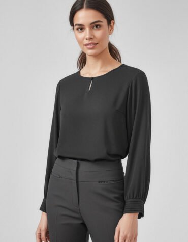 RU569LL_Talent_Black_01_R RU569LL - Womens Evelyn Long Sleeve Blouse