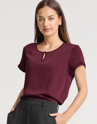 RU569LS_Talent_Wine_01_0isEF4v RU569LS - Womens Evelyn Short Sleeve Blouse