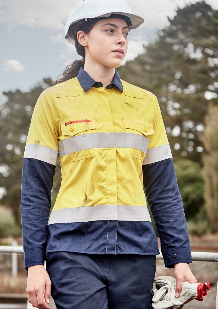 ZW170 - Womens Orange Flame Lightweight Ripstop Taped Shirt