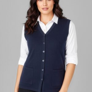 CK961LV_Talent_Navy_01 CK961LV - Button Front Womens Knit Vest
