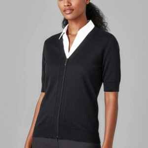 CK962LC_Talent_Black_01 CK962LC - Zip Front Womens Short Sleeve Knit Cardigan