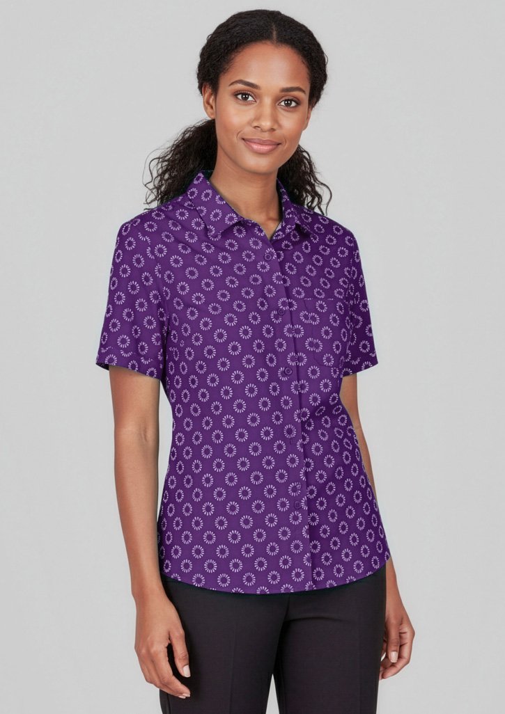 CS948LS - Florence Womens Daisy Print Short Sleeve Shirt