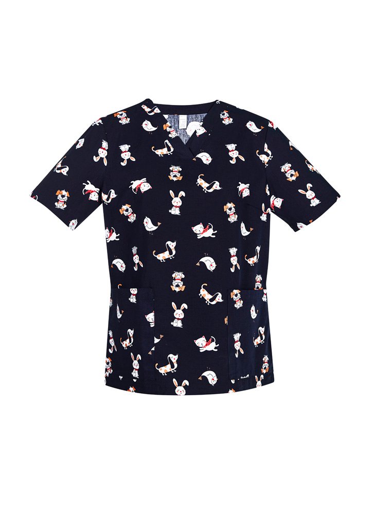 CST147LS_bProduct_MidnightNavy_01_HCPhg8J CST147LS - Printed Womens Best Friends Scrub Top