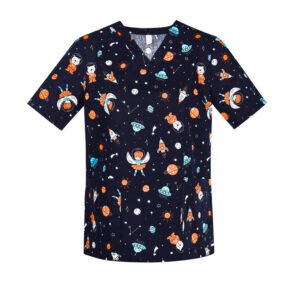 CST148LS_bProduct_MidnightNavy_01_ZgM3bpA CST148LS - Printed Womens Space Party Scrub Top