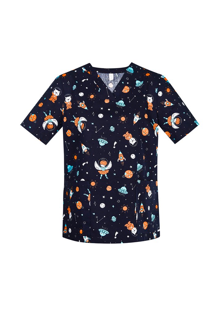 CST148LS_bProduct_MidnightNavy_01_ZgM3bpA CST148LS - Printed Womens Space Party Scrub Top