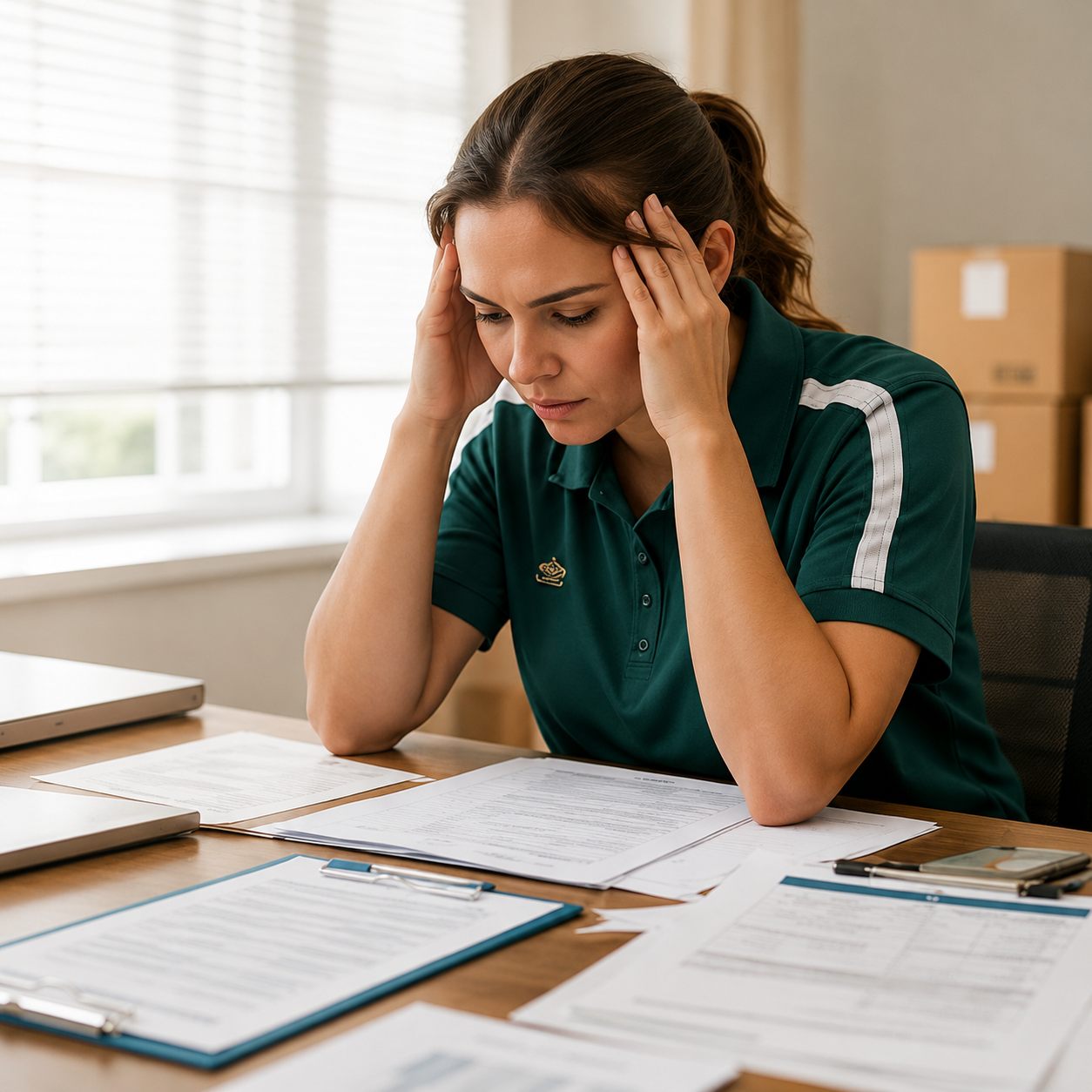 Club committee member feeling stressed while managing apparel orders