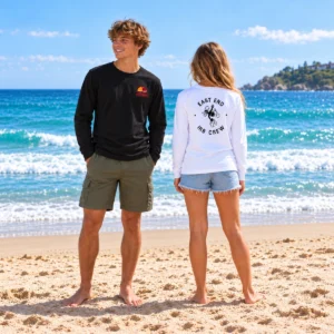 east-end-adult-front-woman-back-irb-crew-mockup-1200 East End – IRB - Adult - Long sleeved Tee