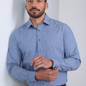 S624M_Talent_FrenchBlue_WhiteStripe_01 S624M - Fitzroy Mens Classic Fit Long Sleeve Shirt