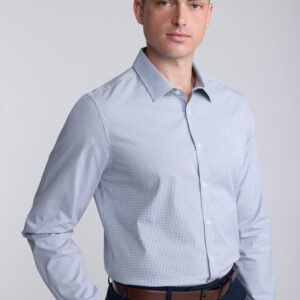 S625M_Talent_White_NavyCheck_01 S625M - Fitzroy Mens Slim Fit Long Sleeve Shirt